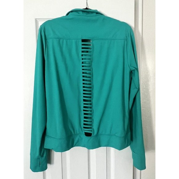 Trina Turk Jackets & Blazers - Trina Turk Recreation Women's Athleisure Jacket Teal Aqua Blue Cutouts Size M